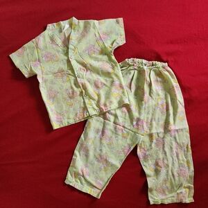 Vintage 70's Penn Prest Penneys Toddle Time Patterned Green PJ Set Toddler Sz 4